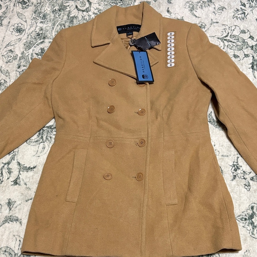 REACTION KENNETH COLE Camel Double-Breasted Pea Coat